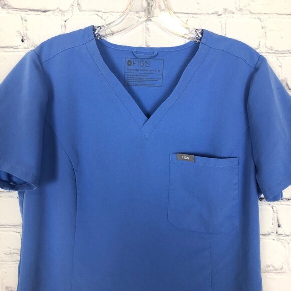 Figs Womens Catarina One-Pocket Scrub Top Size M Ceil Blue - Picture 2 of 5